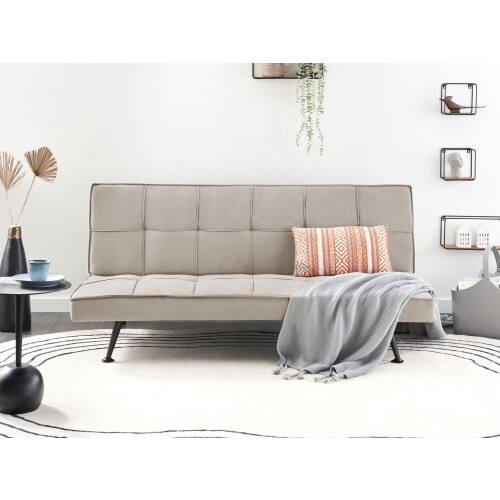 Beliani Sofa Bed 3 Seater HASLE Fabric Beige 1