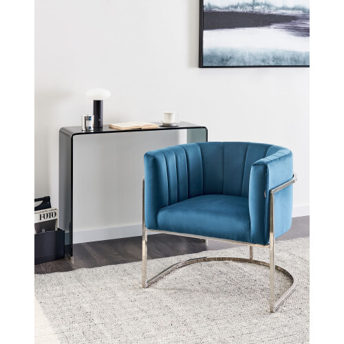 Beliani Armchair LARVIK Velvet Blue 1