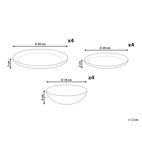 Beliani Set of 12 Dinnerware HOPS Stoneware Light Beige 2