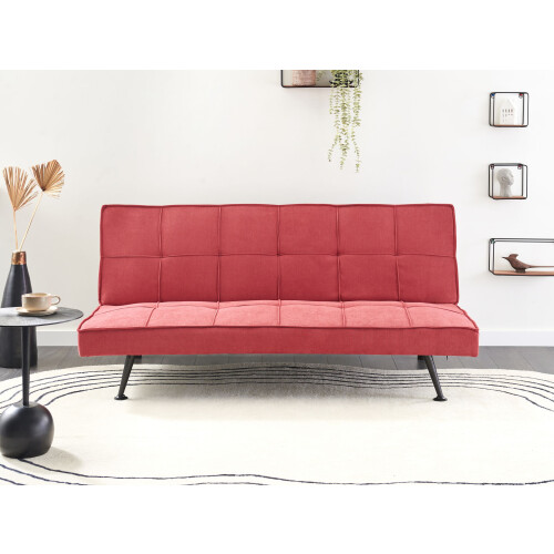 Beliani Sofa Bed 3 Seater HASLE Fabric Red 1