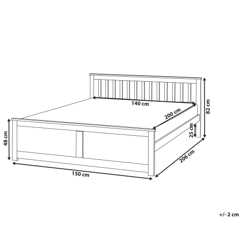 Beliani Bed Pine Wood OLENDON 140 x 200 cm (EU Double) White 2