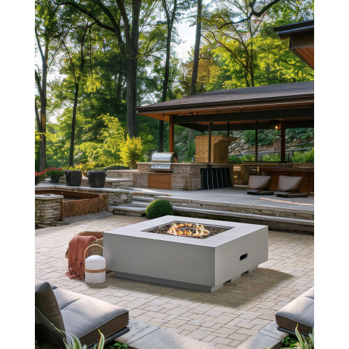Beliani Gas Fire Pit HEKLA Concrete Light Grey 1