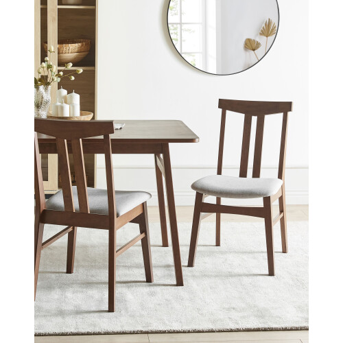 Beliani Set of 2 Dining Chairs AVALON Wood Light Grey 1
