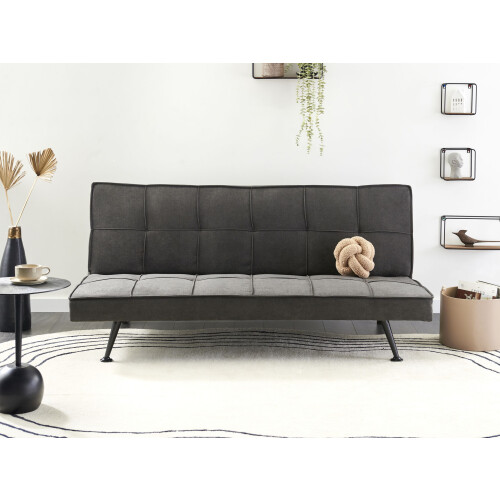 Beliani Sofa Bed 3 Seater HASLE Fabric Dark Grey 1