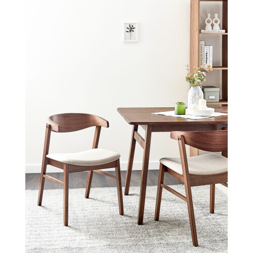 Beliani Set of 2 Dining Chairs LILLY Fabric Brown/ Beige 1