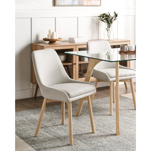 Beliani Set of 2 Dining Chairs MELFORT Fabric Light Grey 1