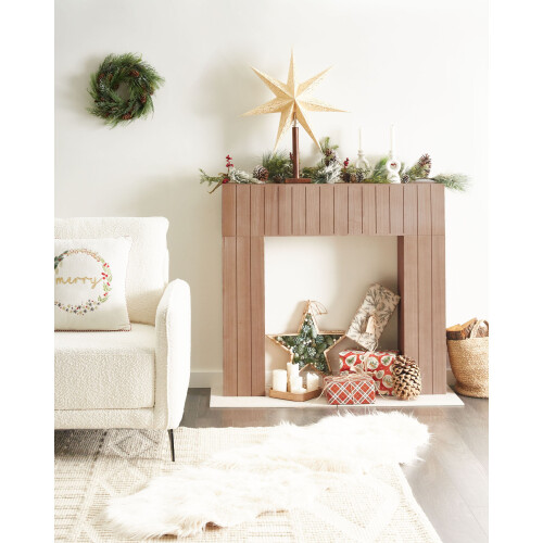 Beliani Fireplace Mantel BUNBURY Light Brown 1