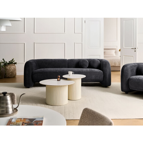 Beliani Sofa 3 Seater LEIREN Chenille Black 1