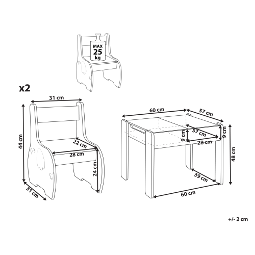 Beliani Kids Table with Chairs LOYD White 2