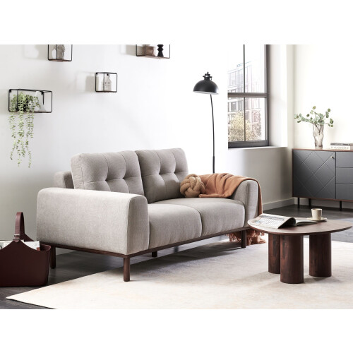 Beliani Sofa 2 Seater LAURILA Fabric Light Grey 1