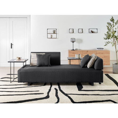 Beliani Sofa 3 Seater SOKNA Fabric Black with Tables 1