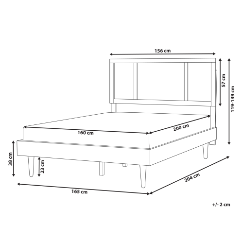 Beliani Bed with LED Rattan AURAY 160 x 200 cm (EU King Size) Brown 2