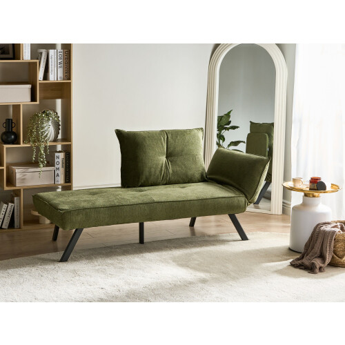Beliani Right-Hand Chaise Longue ROCAMADOUR Fabric Green 1