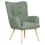 Beliani Wingback Chair VEJLE with Footstool Boucle Light Green 5