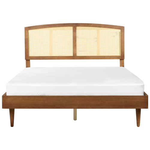Beliani Bed with LED Rattan VARZY 160 x 200 cm (EU King Size) Brown 2