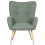 Beliani Wingback Chair VEJLE with Footstool Boucle Light Green 6