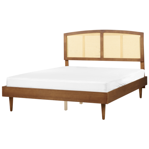 Beliani Bed with LED Rattan VARZY 160 x 200 cm (EU King Size) Brown 1