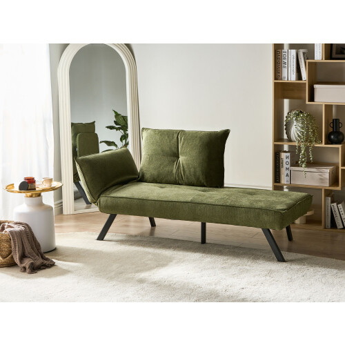 Beliani Left-Hand Chaise Longue ROCAMADOUR Fabric Green 1