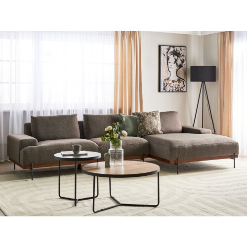 Beliani Corner Sofa 4 Seater MARIFERD Fabric Brown Left Hand 1