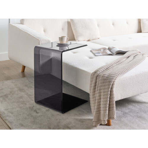 Beliani Side Table LOURDES Tempered Glass Black 1