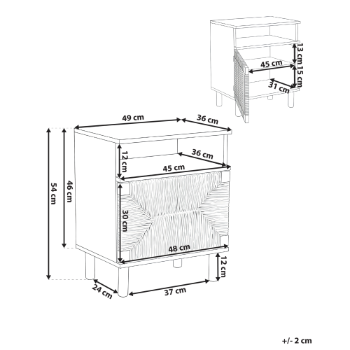 Beliani Bedside Table BONDI Light Brown 2