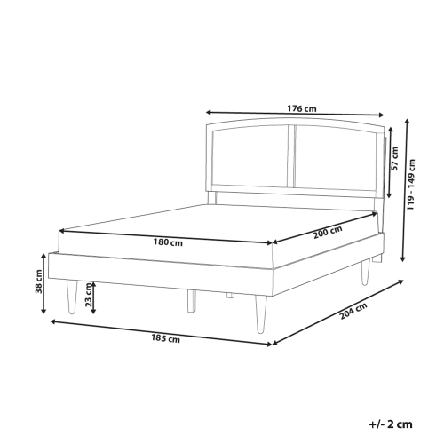 Beliani Bed with LED Rattan VARZY 180 x 200 cm (EU Super King) Brown 2