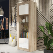 Display Cabinet 170cm Illume - Oak & White Gloss Doors