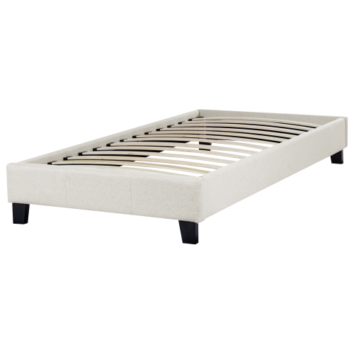 Beliani Bed without Headboard Fabric ROANNE 90 x 200 cm (EU Single) Off-White 1