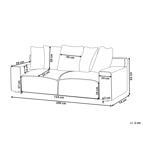 Beliani Sofa 3 Seater VISKAN Chenille Off-White 2