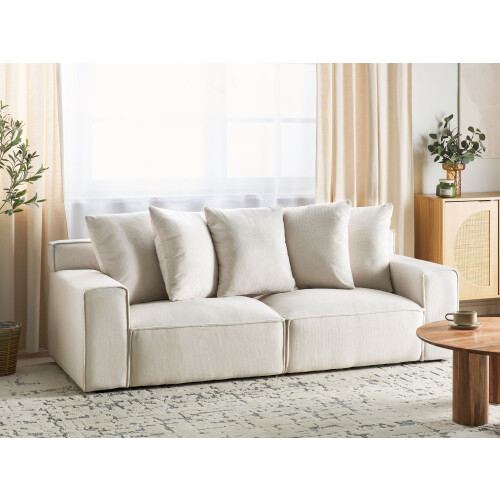Beliani Sofa 3 Seater VISKAN Chenille Off-White 1