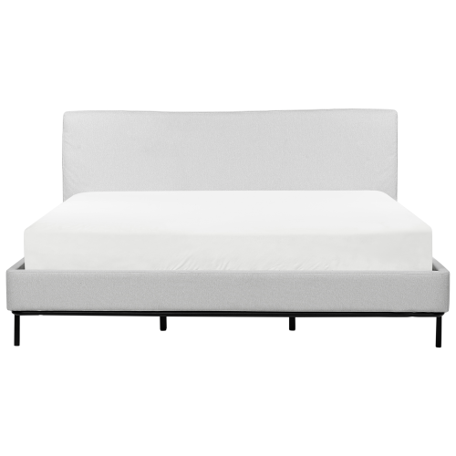 Beliani Bed Fabric CORIO 180 x 200 cm (EU Super King) Light Grey 2