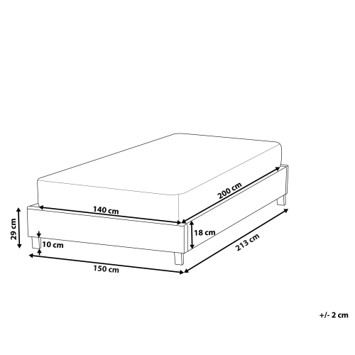 Beliani Bed without Headboard Fabric ROANNE 140 x 200 cm (EU Double) Off-White 2