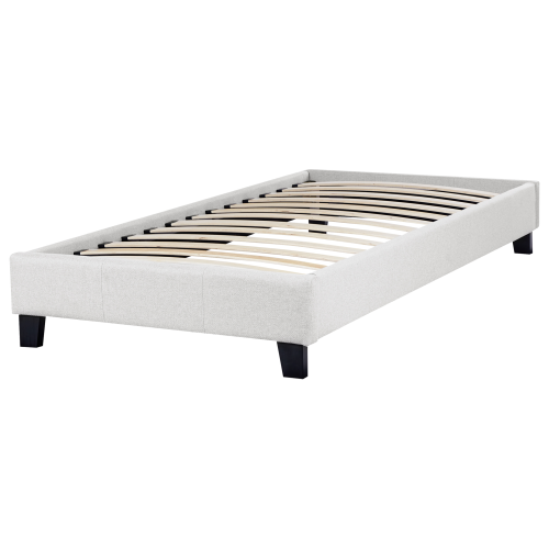 Beliani Bed without Headboard Fabric ROANNE 90 x 200 cm (EU Single) Light Grey 1