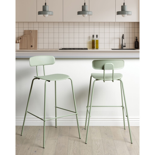 Beliani Set of 2 Bar Chairs SIBLEY Light Green 1