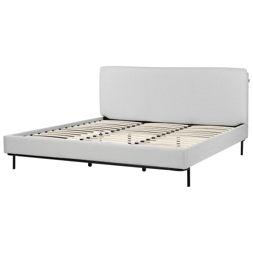 Beliani Bed Fabric CORIO 180 x 200 cm (EU Super King) Light Grey 1
