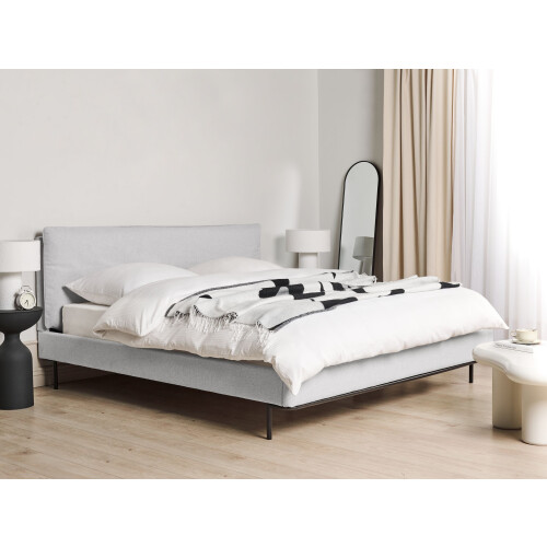 Beliani Bed Fabric CORIO 180 x 200 cm (EU Super King) Light Grey 2
