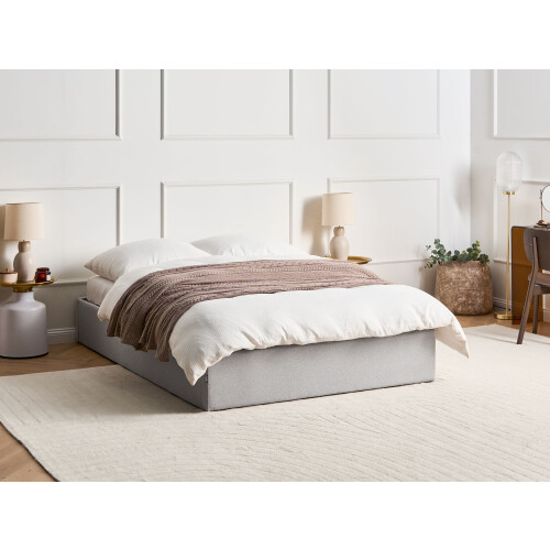 Beliani Ottoman Bed without Headboard DINAN Fabric Light Grey 140 x 200 cm (EU Double) 1