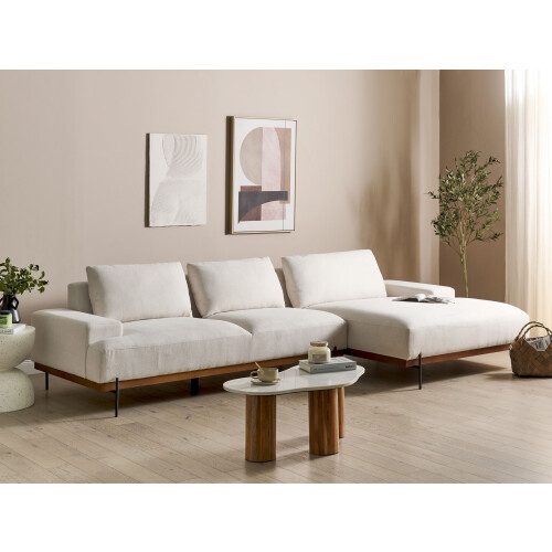Beliani Corner Sofa 4 Seater MARIFERD Fabric Light Beige Left Hand 1