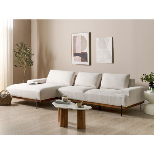 Beliani Corner Sofa 4 Seater MARIFERD Fabric Light Beige Right Hand 1
