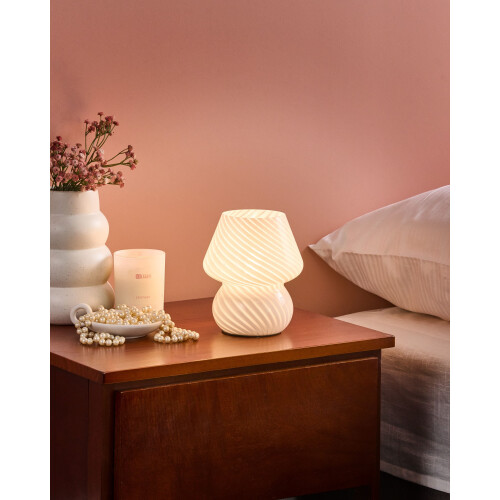 Beliani Table Lamp LOBO Glass White 1