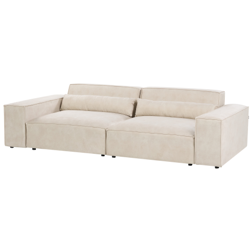 Beliani Modular Sofa 2 Seater HELLNAR Velvet Light Beige 1