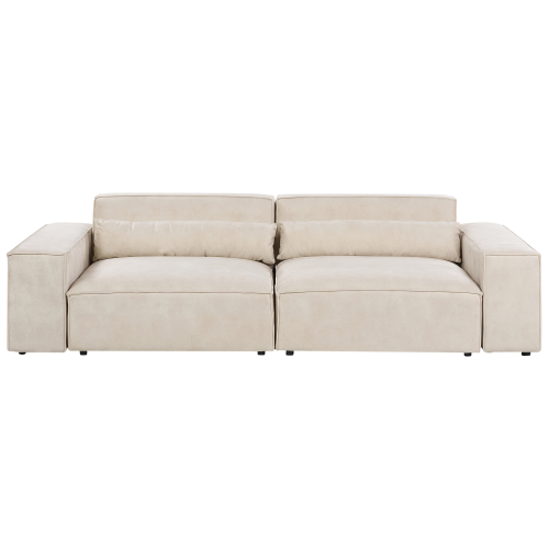 Beliani Modular Sofa 2 Seater HELLNAR with Ottoman Velvet Light Beige 2