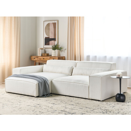 Beliani Modular Corner Sofa 3 Seater HELLNAR Right Hand Off-White Boucle 1
