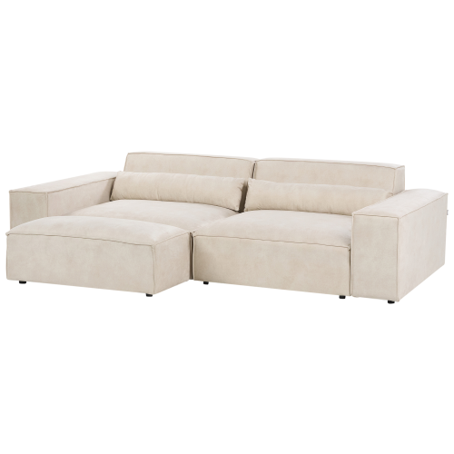 Beliani Modular Sofa 2 Seater HELLNAR with Ottoman Velvet Light Beige 1