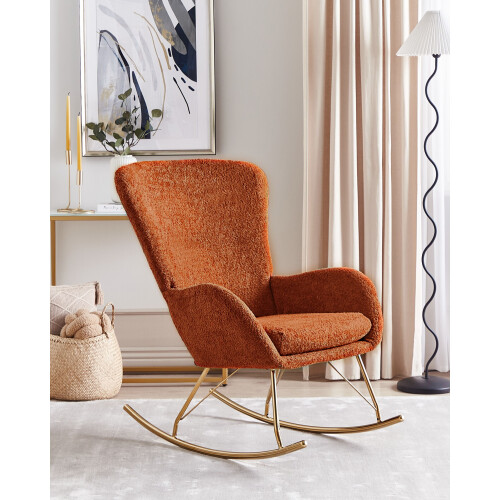 Beliani Rocking Chair ANASET Boucle Orange 1