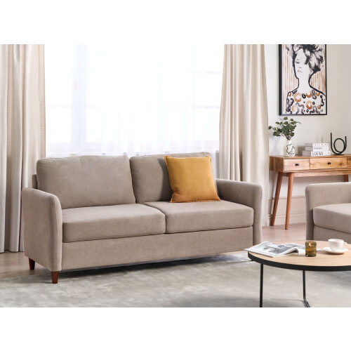 Beliani Sofa 3 Seater MARE Fabric Taupe with Storage 1