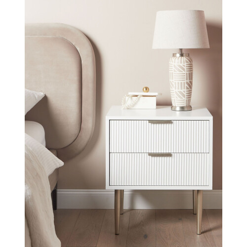 Beliani 2 Drawer Bedside Table SOHO White 1
