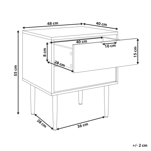 Beliani 2 Drawer Bedside Table SOHO White 2