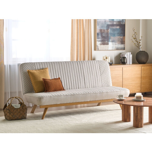Beliani Sofa Bed 2 Seater KALFAFEL Fabric Beige 1