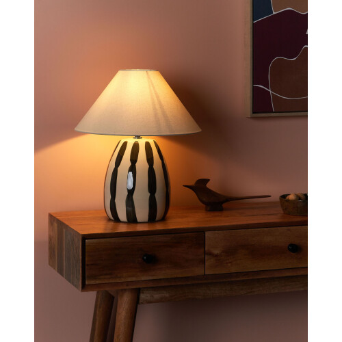 Beliani Table Lamp LUCHETTI Ceramic Black/ White 1